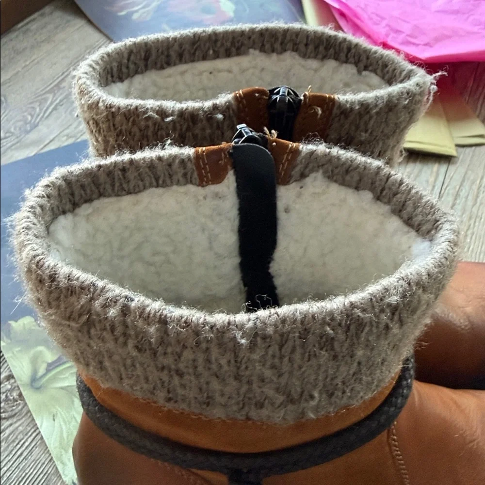 Rieker Tex Brown Water Resistant Lambswool Ankle Boots with Knit Cuff w box 40 9